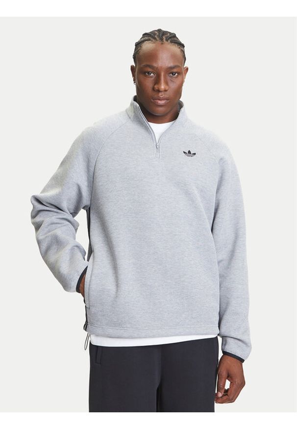 Adidas - adidas Bluza adicolor Spacer Drill JX1508 Szary Loose Fit. Okazja: na spacer. Kolor: szary. Materiał: syntetyk, bawełna