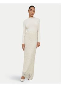 only - ONLY Spódnica maxi Albina 15372797 Beżowy jasny Slim Fit. Kolor: beżowy. Materiał: syntetyk #6