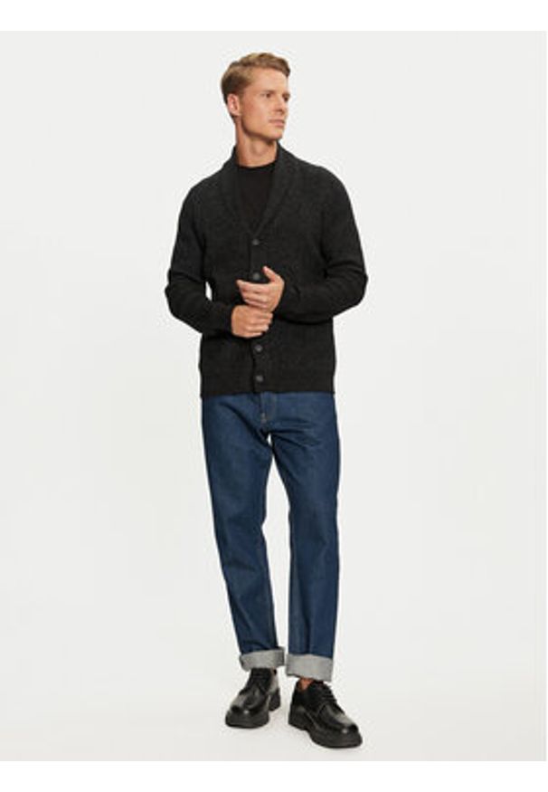 Lindbergh Kardigan 30-804059B Czarny Relaxed Fit. Kolor: czarny. Materiał: bawełna, wiskoza