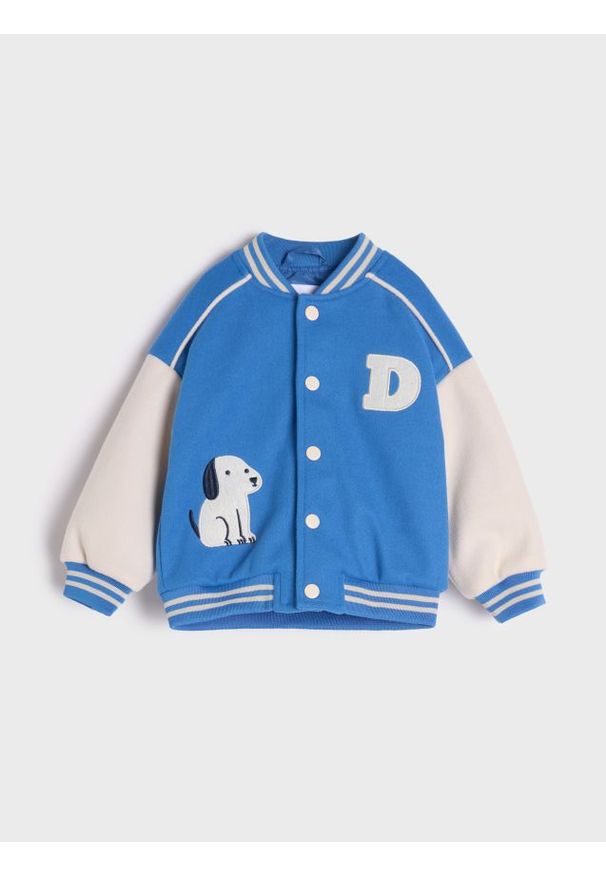 Sinsay - Kurtka bomberka - niebieski. Kolor: niebieski. Wzór: nadruk