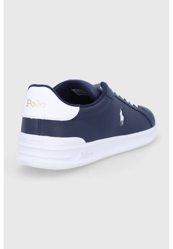 Polo Ralph Lauren Buty skórzane kolor granatowy. Nosek buta: okrągły. Zapięcie: sznurówki. Kolor: niebieski. Materiał: skóra. Obcas: na obcasie. Wysokość obcasa: niski