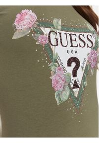 Guess T-Shirt Floral Triangle W4RI28 J1314 Zielony Slim Fit. Kolor: zielony. Materiał: bawełna #5