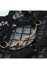 Intica - Body damskie z geometrycznymi przeszyciami eleganckie na co dzień i specjalne okazje Louwra. Kolor: czarny. Materiał: materiał. Wzór: geometria #8