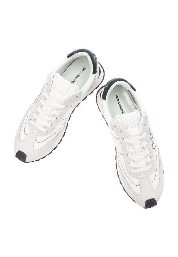 Białe Sneakersy Karl Lagerfeld Stylowe Obuwie Męskie Premium. Okazja: na spacer. Kolor: biały. Materiał: materiał, guma, skóra. Szerokość cholewki: normalna. Sport: turystyka piesza