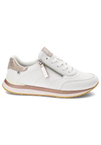 Białe Sneakersy Rieker Modne Obuwie Damskie. Okazja: na spacer. Kolor: biały. Materiał: skóra. Sport: turystyka piesza #3