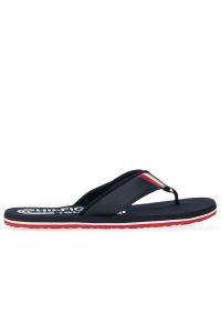 TOMMY HILFIGER - Japonki Tommy Hilfiger RWB Padded Beach Sandal FM0FM05137-DW5 - granatowe. Kolor: niebieski. Wzór: paski. Sezon: lato. Styl: sportowy