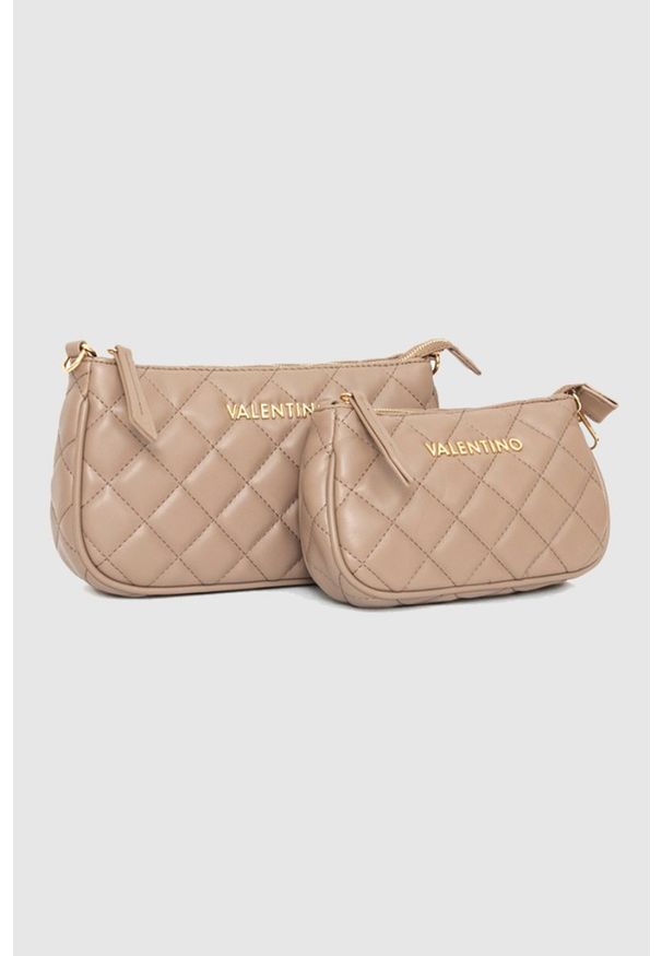 Valentino by Mario Valentino - VALENTINO Podwójna torebka ocarina crossbody w kolorze taupe. Kolor: beżowy. Materiał: skórzane