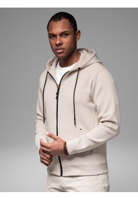 Ombre Clothing - Dresowa rozpinana bluza hoodie w stylu streetwearowym – piaskowa V6 OM-SSZP-0213 - XXL. Materiał: dresówka #5