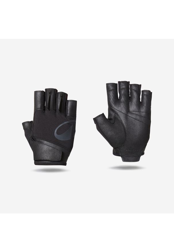 CORENGTH - Rękawiczki do treningu siłowego Domyos. Kolor: czarny. Materiał: zamsz, materiał. Sport: fitness