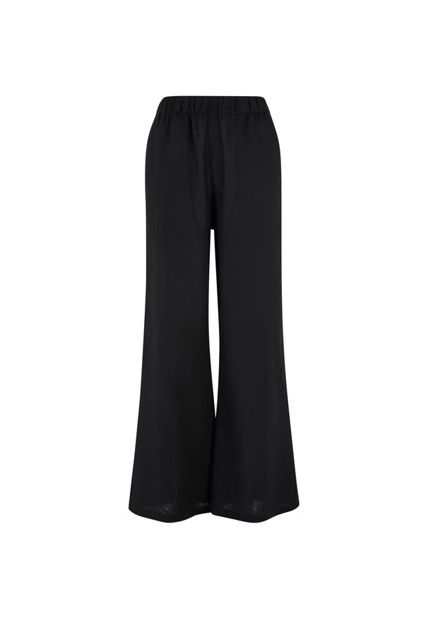 Spodnie z mieszanki lnu dla kobiet Urban Classics Wide. Kolor: czarny. Materiał: len. Długość: długie