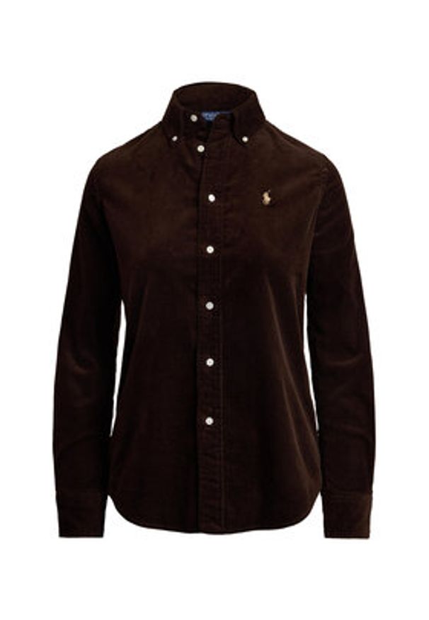 Polo Ralph Lauren Koszula 211971526002 Brązowy Slim Fit. Typ kołnierza: polo. Kolor: brązowy. Materiał: sztruks, bawełna