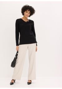 bonprix - Koszulka z długimi rękawami i ozdobnymi kółkami. Kolor: czarny. Długość rękawa: długi rękaw. Długość: długie #3