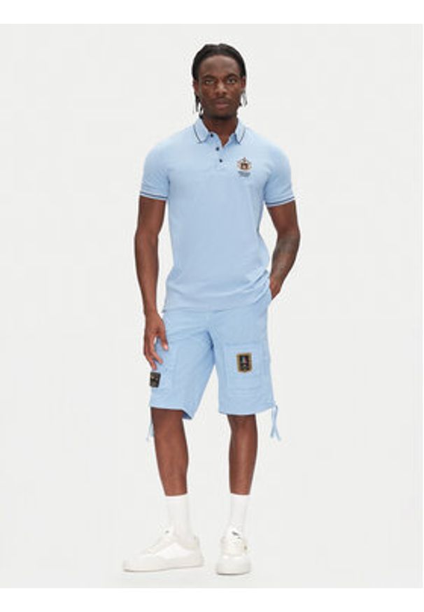 Aeronautica Militare Polo 251PO1850P191 Niebieski Slim Fit. Typ kołnierza: polo. Kolor: niebieski. Materiał: bawełna