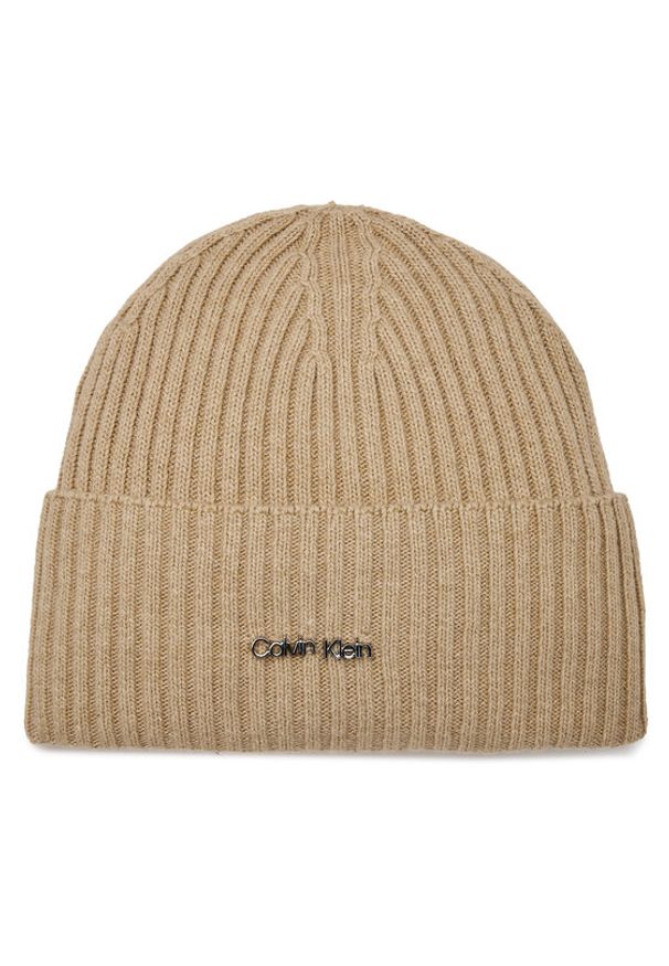 Calvin Klein Czapka Ck Must Logo Beanie K60K611401 Szary. Kolor: szary. Materiał: materiał