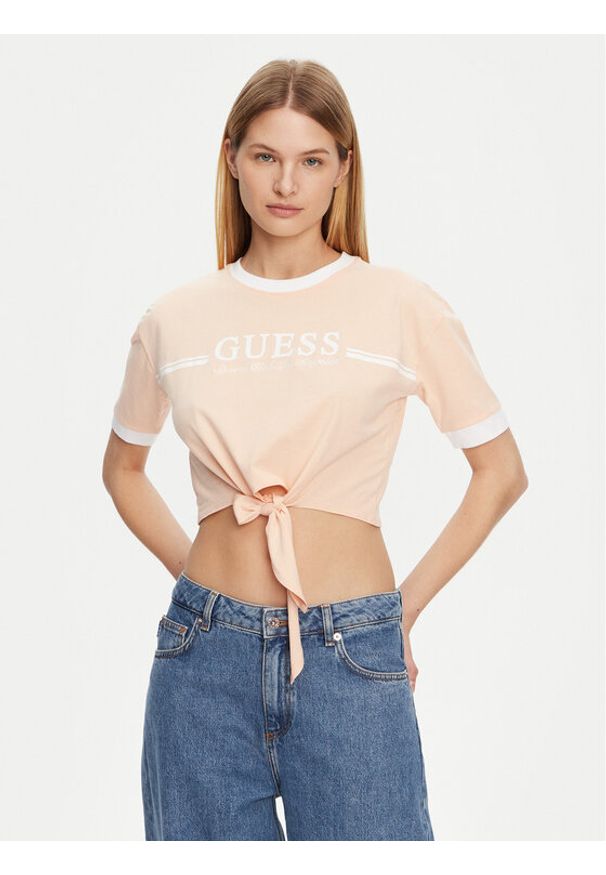 Guess T-Shirt V5GI05 I3Z14 Pomarańczowy Regular Fit. Kolor: pomarańczowy. Materiał: bawełna