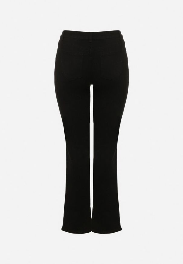 Born2be - Czarne Szerokie Jeansy z Wysokim Stanem z Bawełną i Dodatkiem Wiskozy Eprevia. Okazja: na co dzień. Stan: podwyższony. Kolekcja: plus size. Kolor: czarny. Styl: casual, klasyczny, wizytowy
