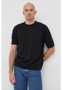 Liu Jo t-shirt bawełniany męski kolor czarny. Kolor: czarny. Materiał: bawełna. Wzór: gładki