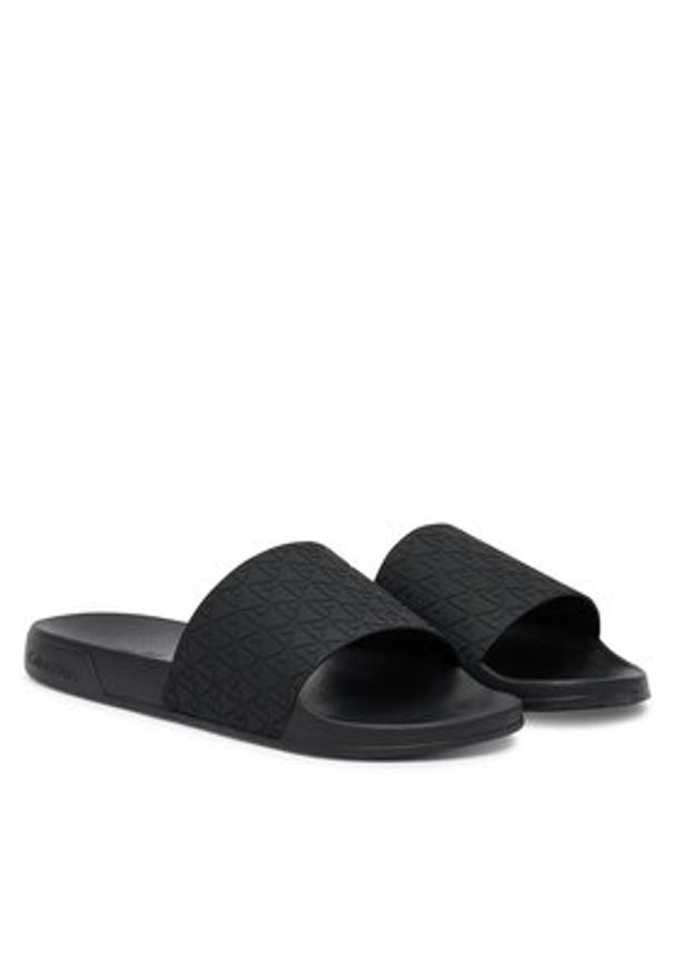 Calvin Klein Klapki Ess Slid Pu Aop HM0HM02110 Czarny. Kolor: czarny. Materiał: syntetyk