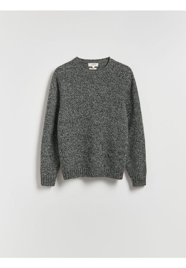 Reserved - Melanżowy sweter z wełną - ciemnoszary. Kolor: szary. Materiał: wełna. Wzór: melanż