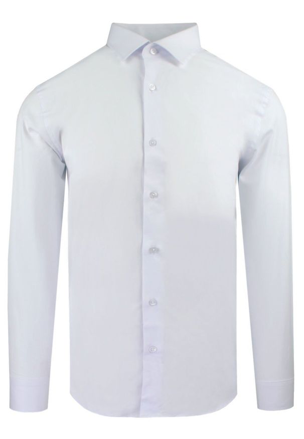 Delikatnie Taliowana Elegancka Koszula Męska - Victorio - Biała. Kolor: biały. Materiał: bawełna, elastan, poliester. Styl: elegancki