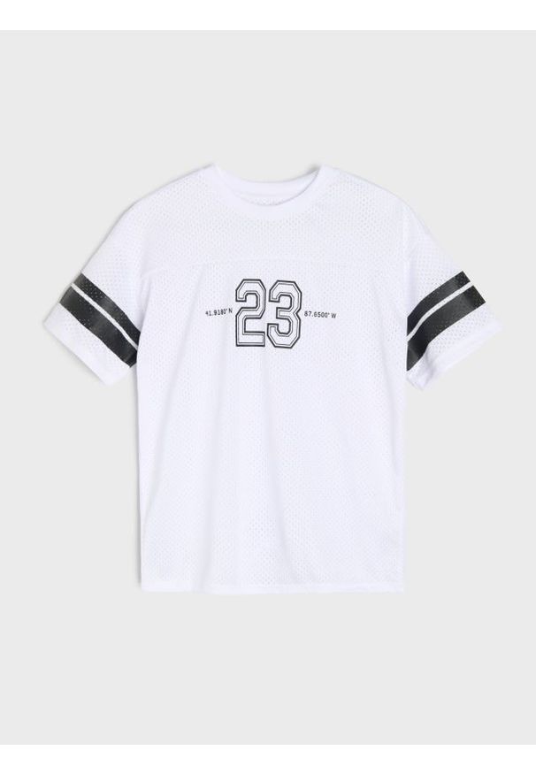 Sinsay - Koszulka sportowa oversize z perforowanej dzianiny Active - biały. Kolor: biały. Materiał: dzianina. Styl: sportowy
