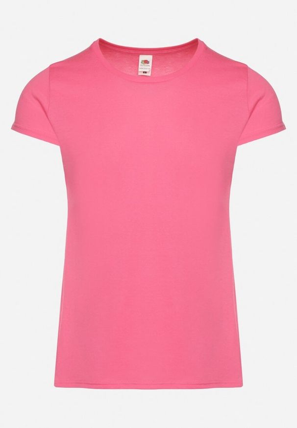 Born2be - Fuksjowy Klasyczny T-shirt z Bawełny Fodena. Okazja: na co dzień. Kolor: różowy. Materiał: bawełna. Styl: klasyczny