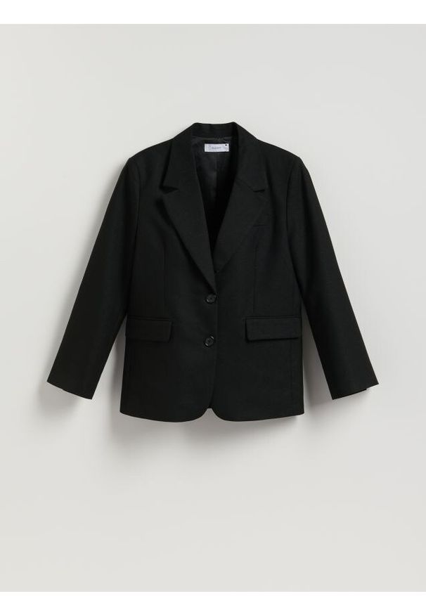 Reserved - Marynarka z połyskującą nicią - czarny. Kolor: czarny. Materiał: tkanina, wiskoza