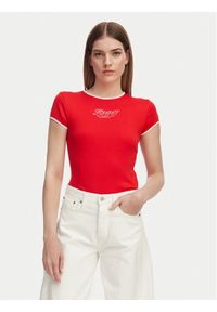 TOMMY HILFIGER - Tommy Hilfiger T-Shirt WW0WW49245 Czerwony Slim Fit. Kolor: czerwony. Materiał: bawełna #1