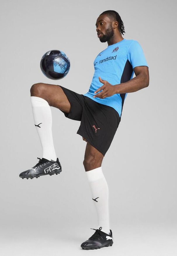 Puma - Męska koszulka treningowa Olympique Marsylia PUMA Bleu Azur Copper Blue Metallic. Kolor: szary, wielokolorowy, niebieski
