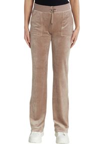 Juicy Couture - JUICY COUTURE Ciemno-beżowe damskie spodnie welurowe Del Ray Pocket Pant, Rozmiar M. Kolor: beżowy. Materiał: welur #5