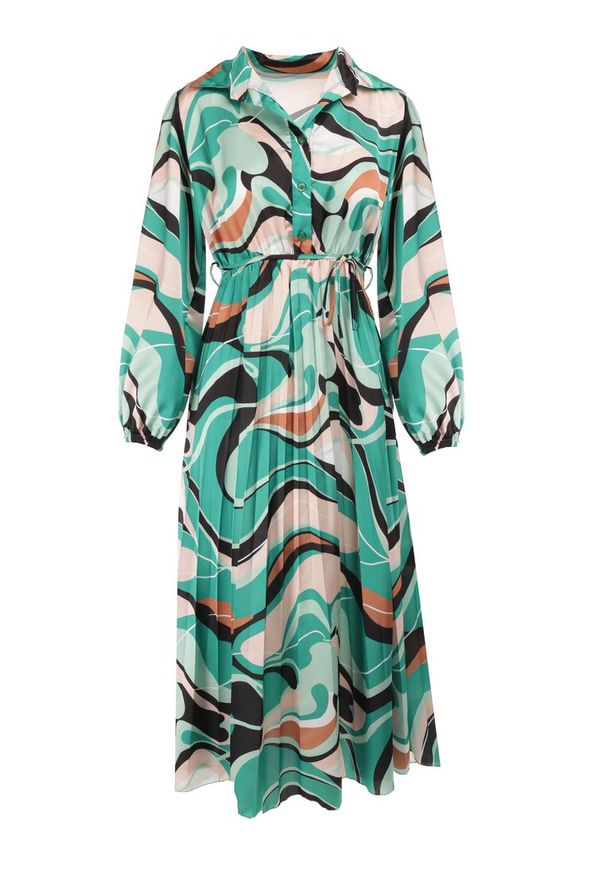 Born2be - Zielona Sukienka Dynaia. Kolor: zielony. Materiał: materiał, tkanina. Styl: klasyczny, elegancki. Długość: midi