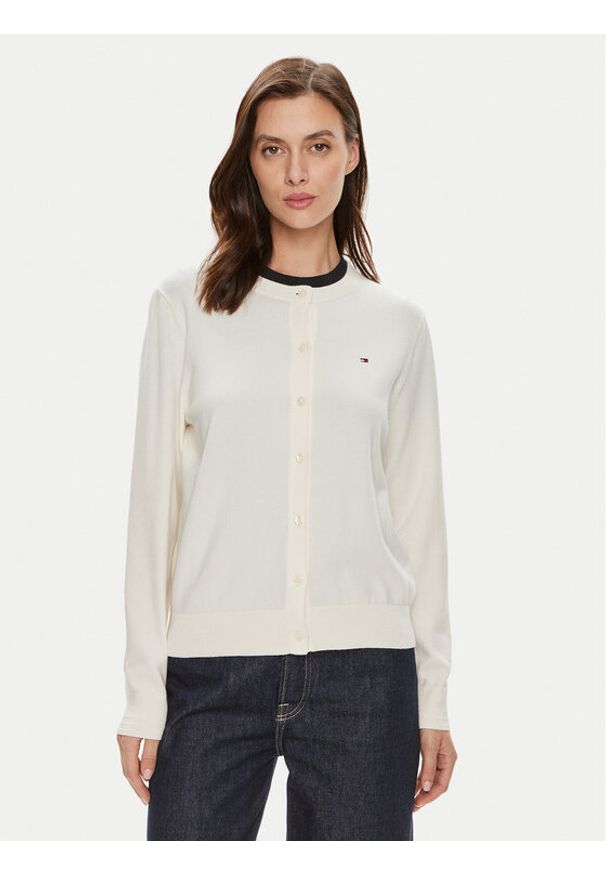 TOMMY HILFIGER - Tommy Hilfiger Kardigan WW0WW42370 Écru Regular Fit. Materiał: bawełna, syntetyk