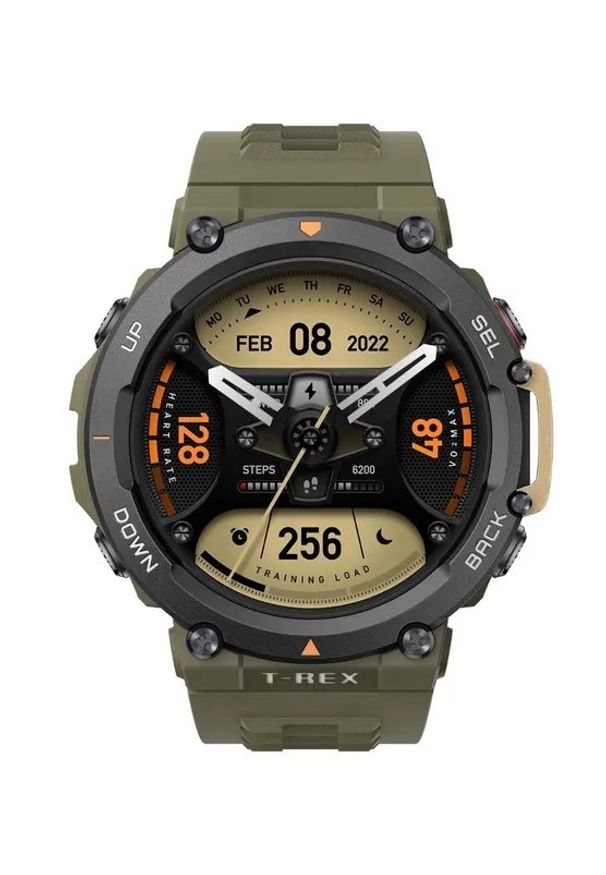 Huami - Smartwatch Amazfit T-Rex 2 Wild Green. Rodzaj zegarka: smartwatch. Materiał: lakier, materiał. Styl: sportowy, militarny, klasyczny