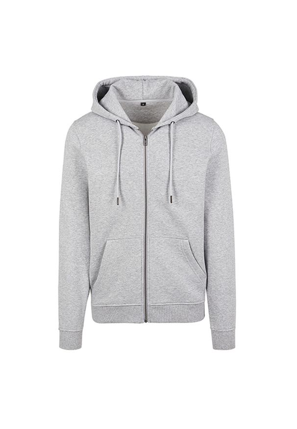 BUILD YOUR BRAND - Bluza Męska Premium Z Pełnym Zamkiem Błyskawicznym. Kolor: szary