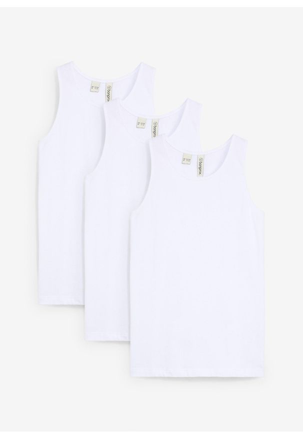 bonprix - Podkoszulka z miękką bawełną organiczną (3 szt.). Kolor: biały. Materiał: bawełna