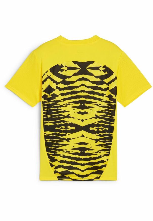 Puma - Młodzieżowa koszulka przedmeczowa z krótkim rękawem Borussia Dortmund PUMA. Kolor: żółty, wielokolorowy, czarny. Długość rękawa: krótki rękaw. Długość: krótkie