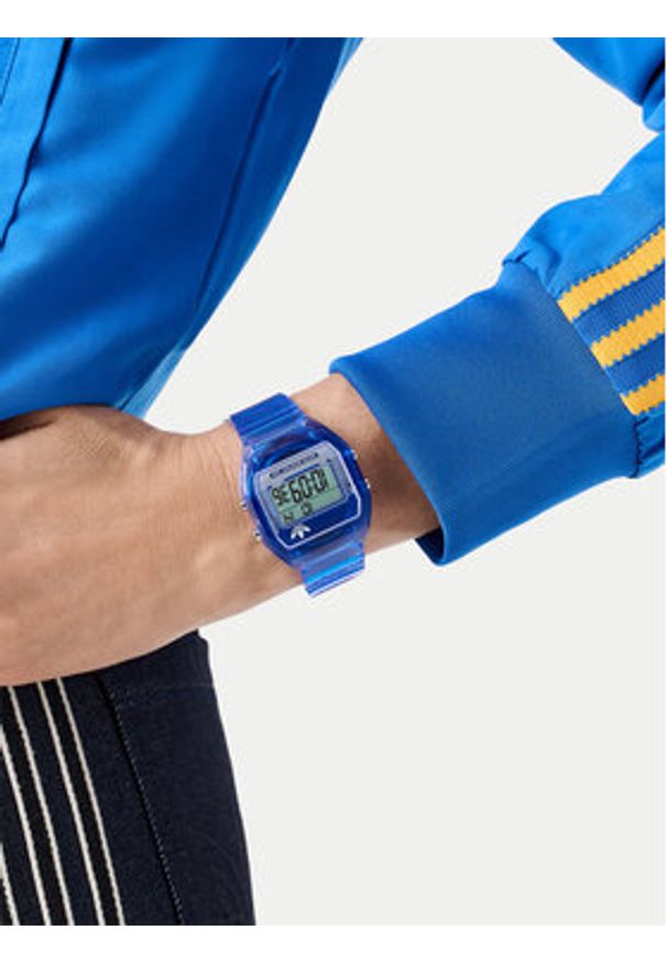 Adidas - adidas Zegarek AO Street Digital Two Crystal AOST25537 Niebieski. Kolor: niebieski. Materiał: syntetyk. Styl: street