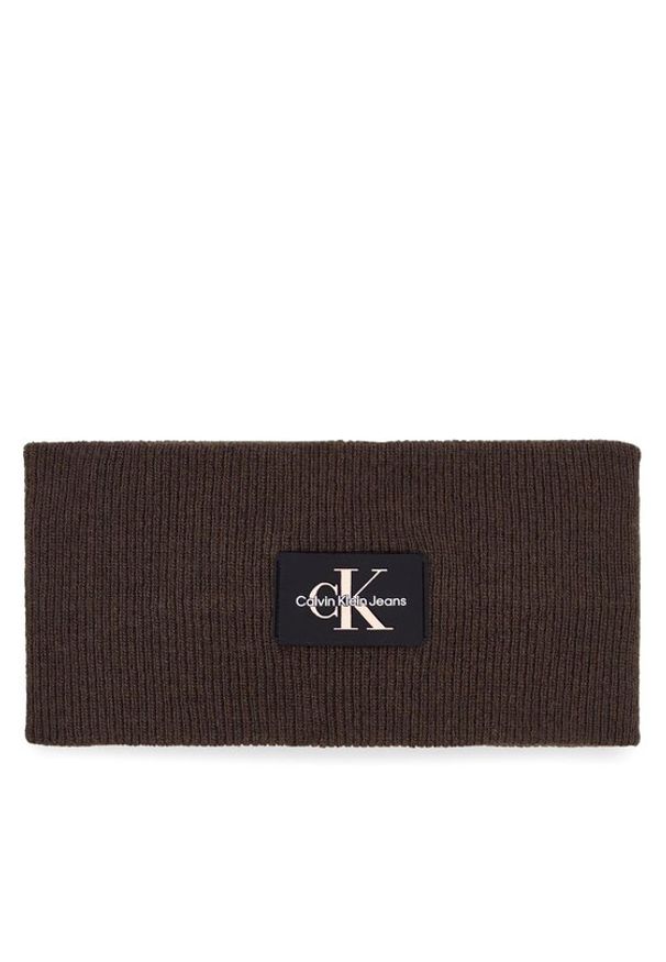 Calvin Klein Jeans Opaska materiałowa Monologo Rubber Headband K60K611258 Brązowy. Kolor: brązowy. Materiał: wełna