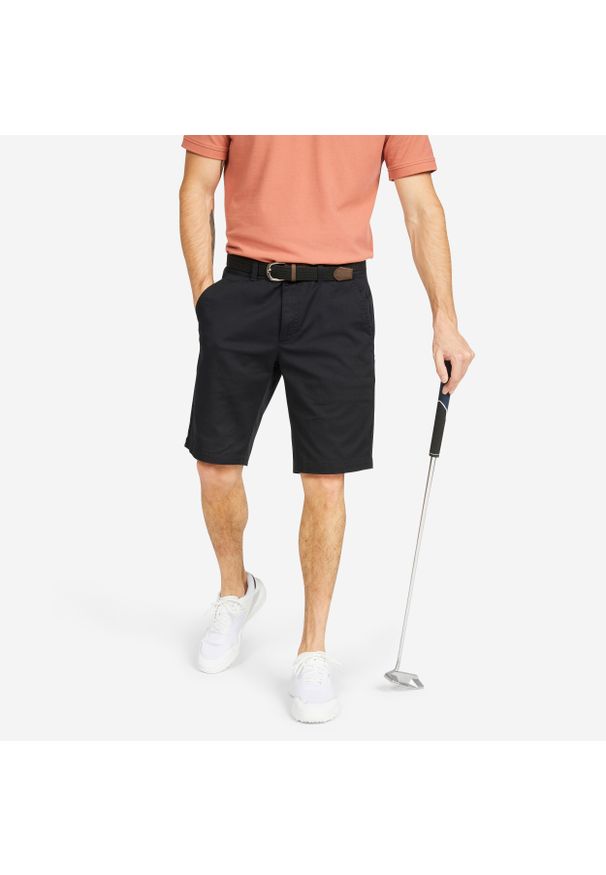 INESIS - Spodenki do golfa chino męskie Inesis MW500. Kolor: czarny. Materiał: bawełna, materiał, poliester, elastan. Sport: golf