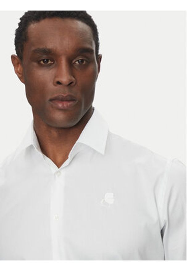 Karl Lagerfeld - KARL LAGERFELD Koszula 605038 552602 Biały Modern Fit. Typ kołnierza: dekolt w karo. Kolor: biały. Materiał: bawełna