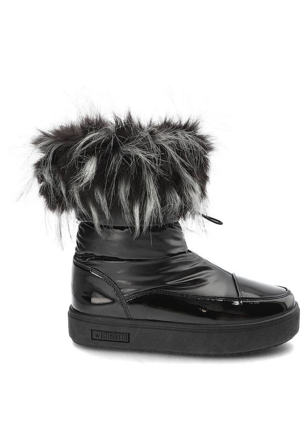 Big-Star - Czarne Śniegowce Big Star Ocieplane Buty Damskie. Okazja: na spacer. Kolor: czarny. Materiał: syntetyk, skóra ekologiczna, futro. Szerokość cholewki: normalna. Sezon: zima