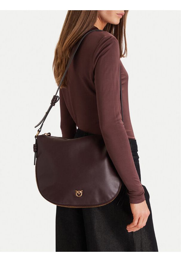 Pinko - PINKO Torebka Hobo Zip Around Classic Ai 25-26 PLTT 105113 A0QO Bordowy. Kolor: czerwony. Materiał: skórzane