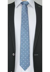 Modny Krawat Męski - Motyw Florystyczny -6,5cm- Chattier, Błękitno-Biały. Kolor: niebieski. Materiał: tkanina. Wzór: kwiaty. Styl: wizytowy, elegancki