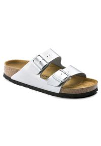 Birkenstock - Klapki damskie BIRKENSTOCK ARIZONA. Okazja: do pracy, na spacer, na co dzień. Kolor: srebrny. Styl: casual