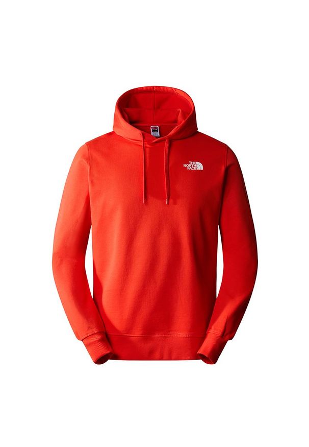 Bluza The North Face Drew Peak 0A2S5715Q1 - czerwona. Okazja: na co dzień. Typ kołnierza: kaptur. Kolor: czerwony. Materiał: bawełna. Wzór: nadruk, aplikacja. Styl: casual, klasyczny