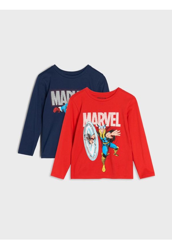 Sinsay - Koszulki z długimi rękawami 2 pack Marvel - wielobarwny. Długość rękawa: długi rękaw. Długość: długie. Wzór: motyw z bajki