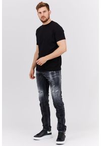 DSQUARED2 Czarne jeansy męskie cool guy jean. Kolor: czarny. Wzór: aplikacja #6