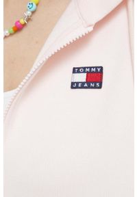 Tommy Jeans bluza bawełniana damska kolor różowy z kapturem gładka. Typ kołnierza: kaptur. Kolor: różowy. Materiał: bawełna. Wzór: gładki #2