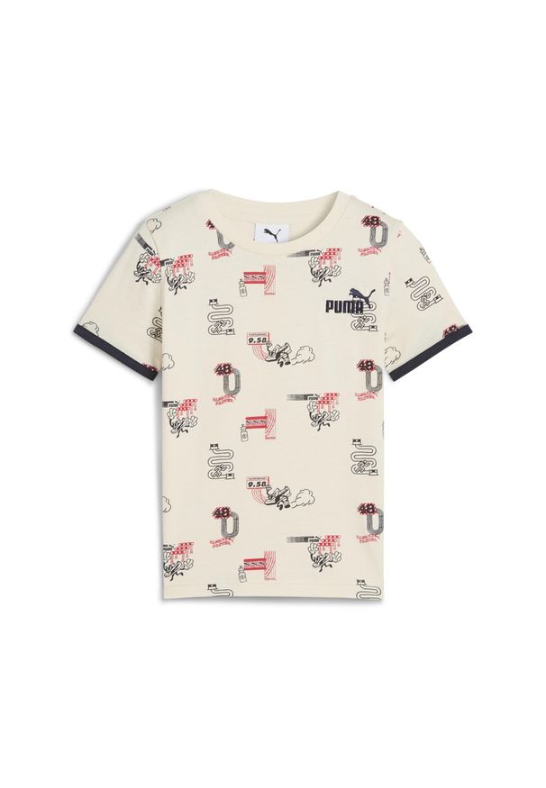 Puma - Dziecięca koszulka Little Runners PUMA. Kolor: beżowy, biały, wielokolorowy. Sport: joga i pilates