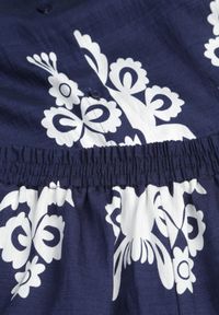 Renee - Granatowy Komplet z Rustykalnym Wzorem z Szortami i Koszulą Tosnea. Kolor: niebieski. Materiał: materiał, wiskoza #3